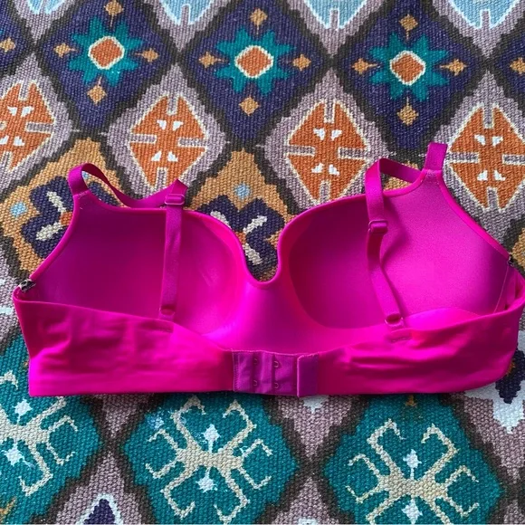 Victoria’s Secret Balconet Bra Pink Cheetah Size 36D Barbie Hot Pink Push Up - Picture 2 of 5